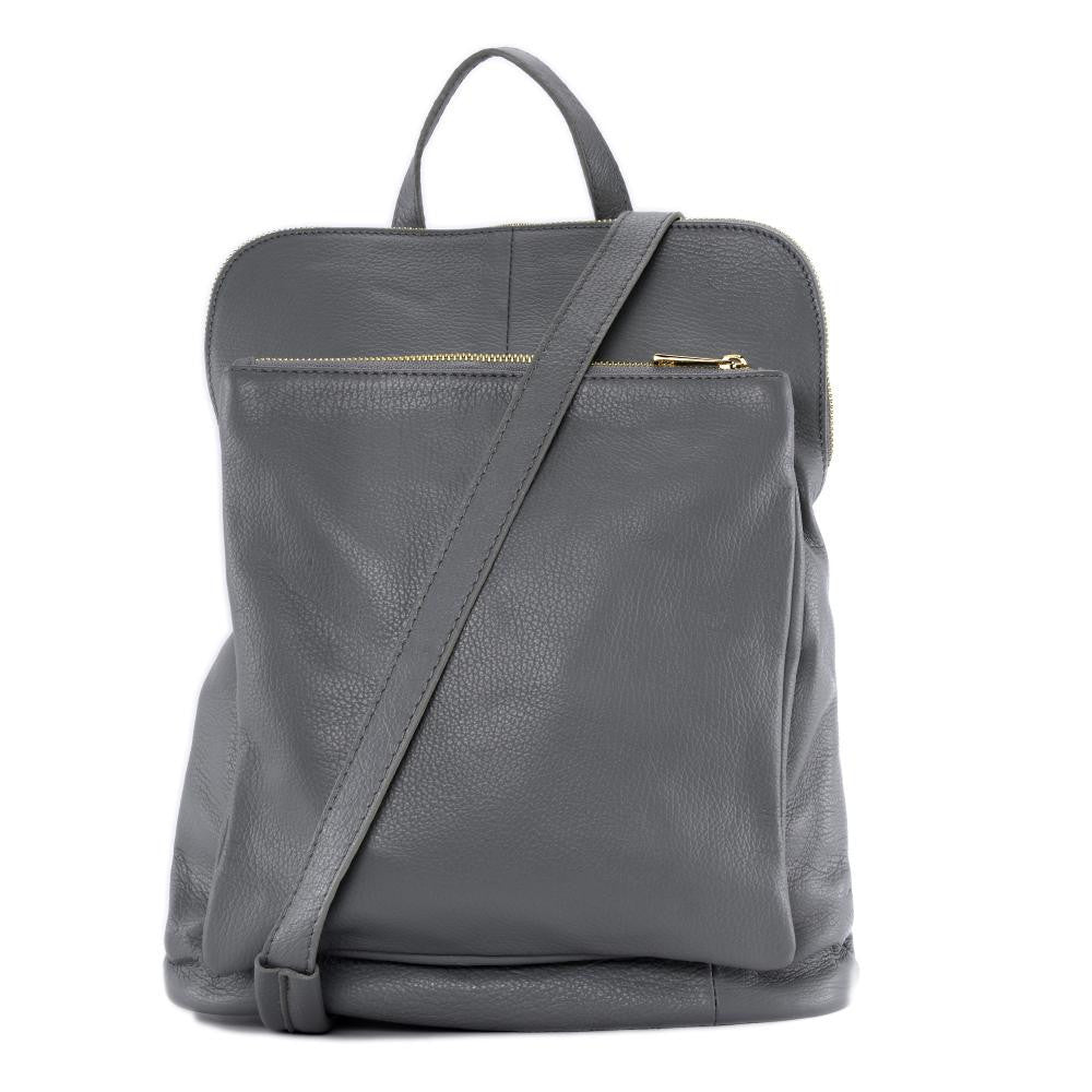Sac à dos en cuir grainé CORFOU Gris clair
