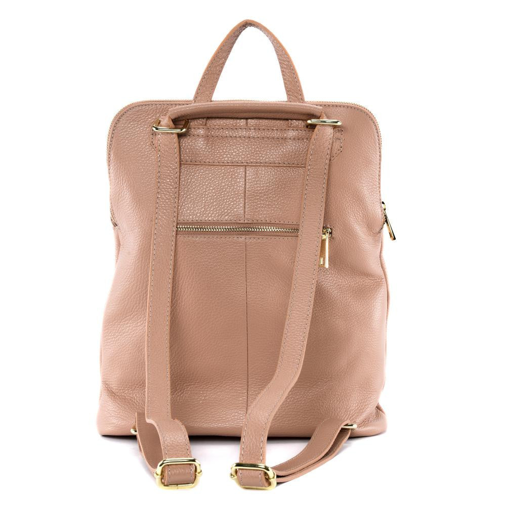Sac à dos en cuir grainé CORFOU Rose intense