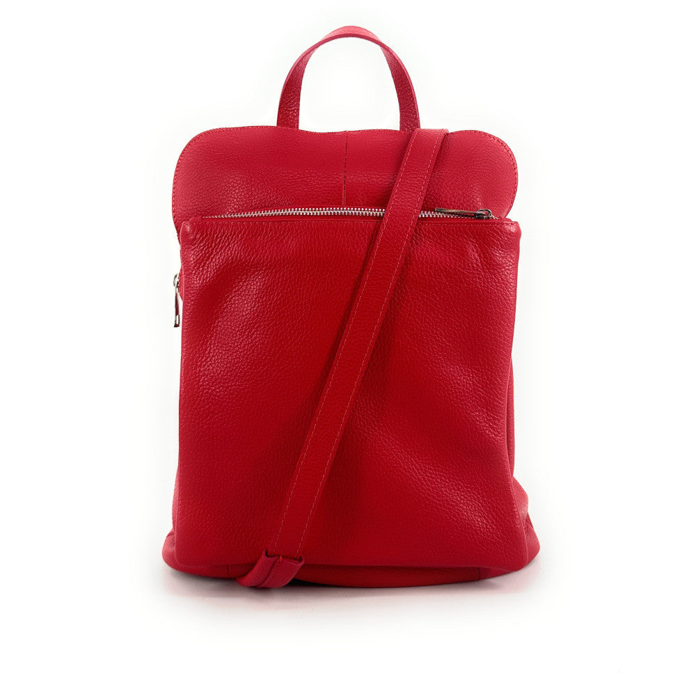 Sac à dos en cuir grainé CORFOU Rouge garance