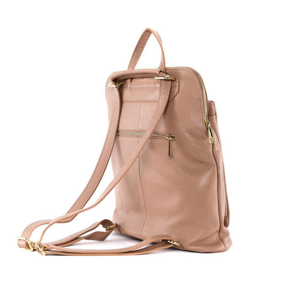 Sac à dos en cuir grainé CORFOU Rose intense