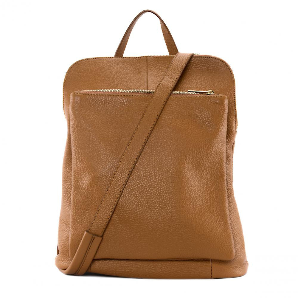 Sac à dos en cuir grainé CORFOU Cognac