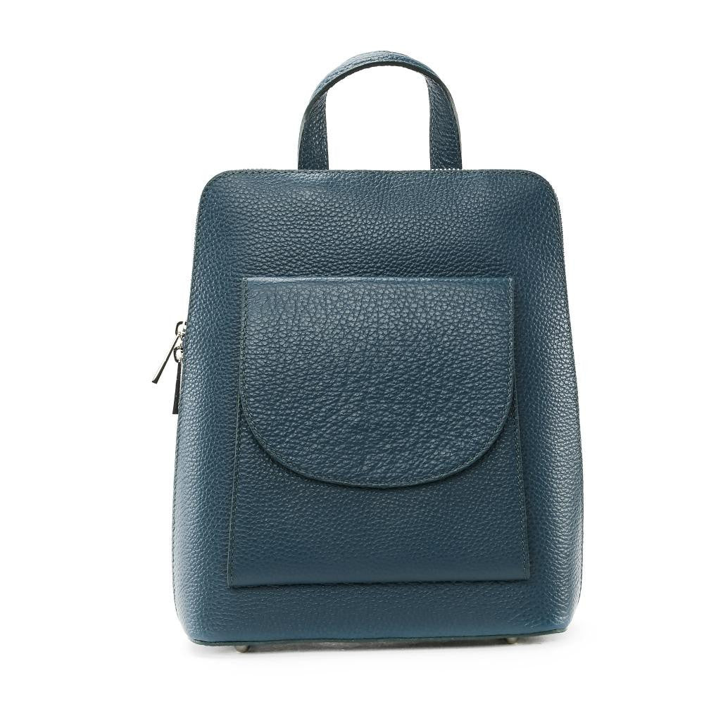 Sac à dos en cuir grainé HAILEY Bleu vert canard