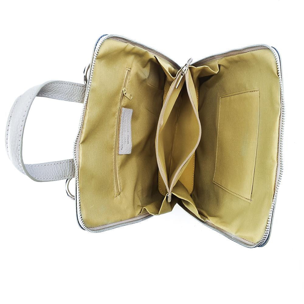 Sac à dos en cuir grainé HAILEY Gris clair
