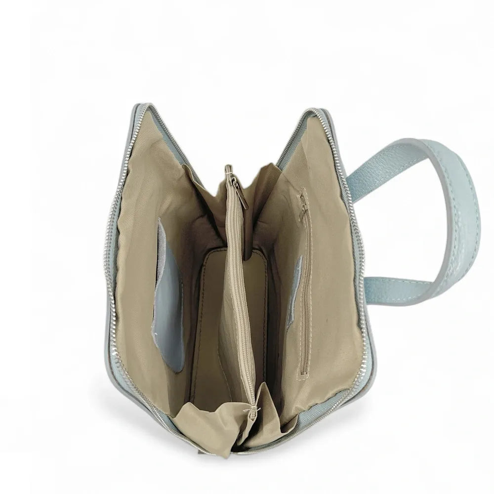 Sac à dos en cuir grainé HAILEY Bleu pastel
