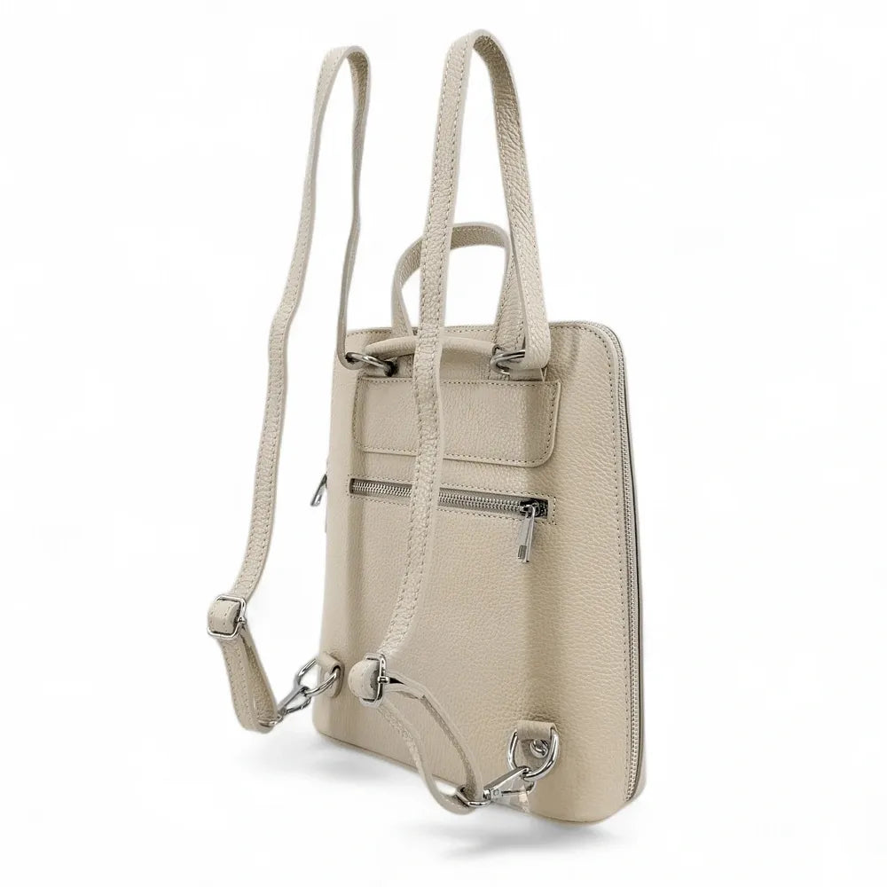 Sac à dos en cuir grainé HAILEY Taupe clair