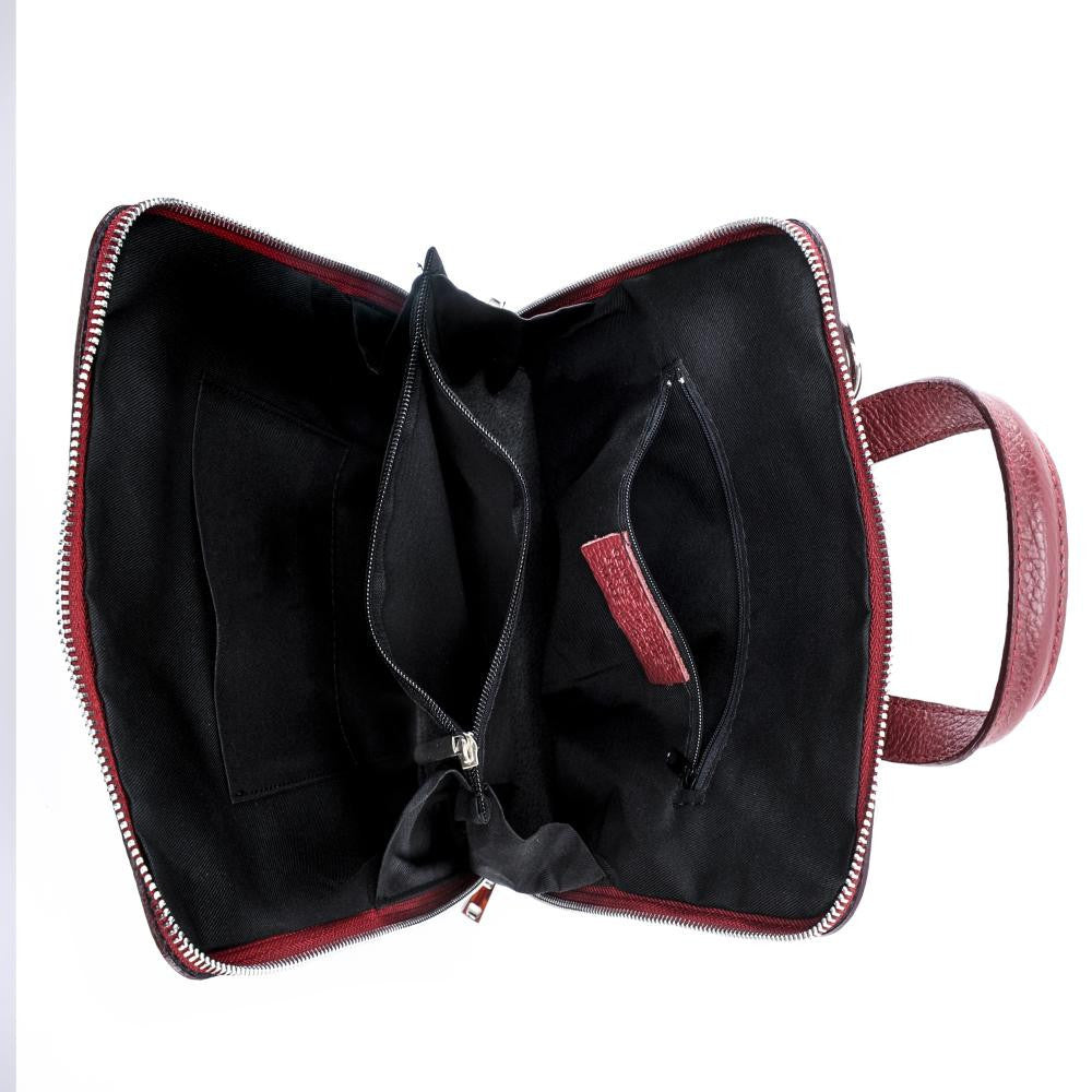 Sac à dos en cuir grainé HAILEY Rouge bordeaux