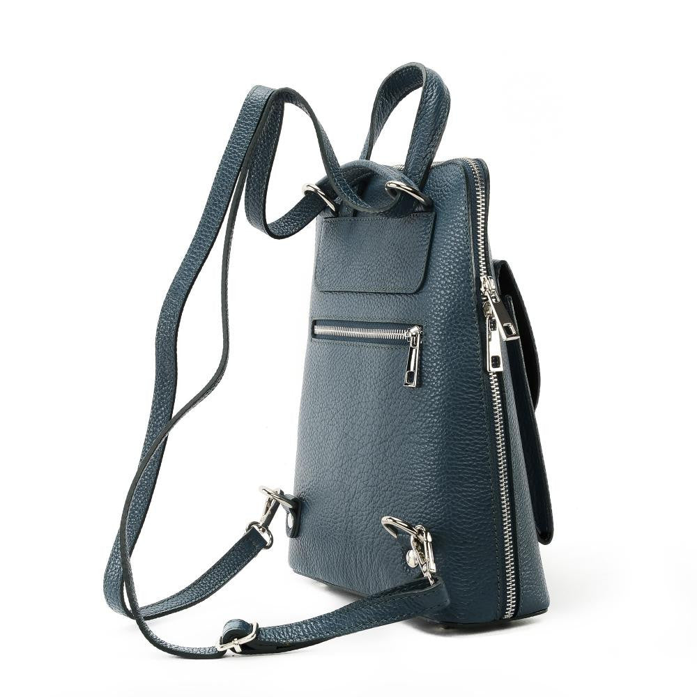 Sac à dos en cuir grainé HAILEY Bleu vert canard