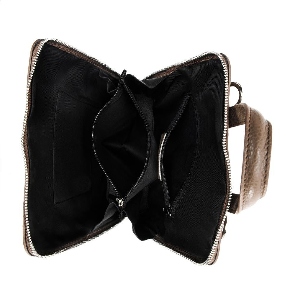 Sac à dos en cuir grainé HAILEY Taupe foncé