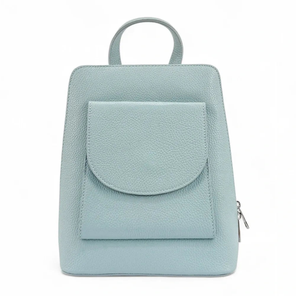 Grained leather backpack HAILEY Pastel blue Grained leather backpack HAILEY Pastel blue