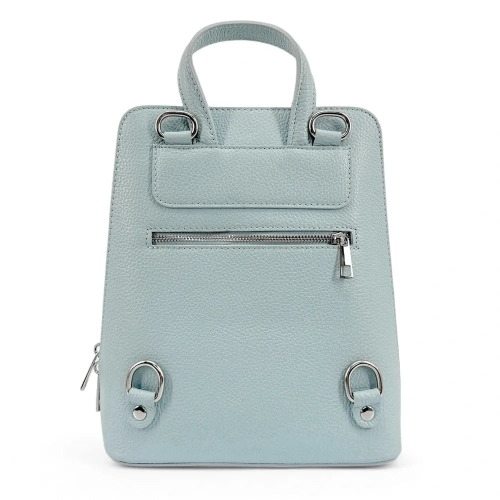 Sac à dos en cuir grainé HAILEY Bleu pastel