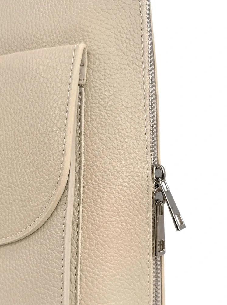 Sac à dos en cuir grainé HAILEY Taupe clair