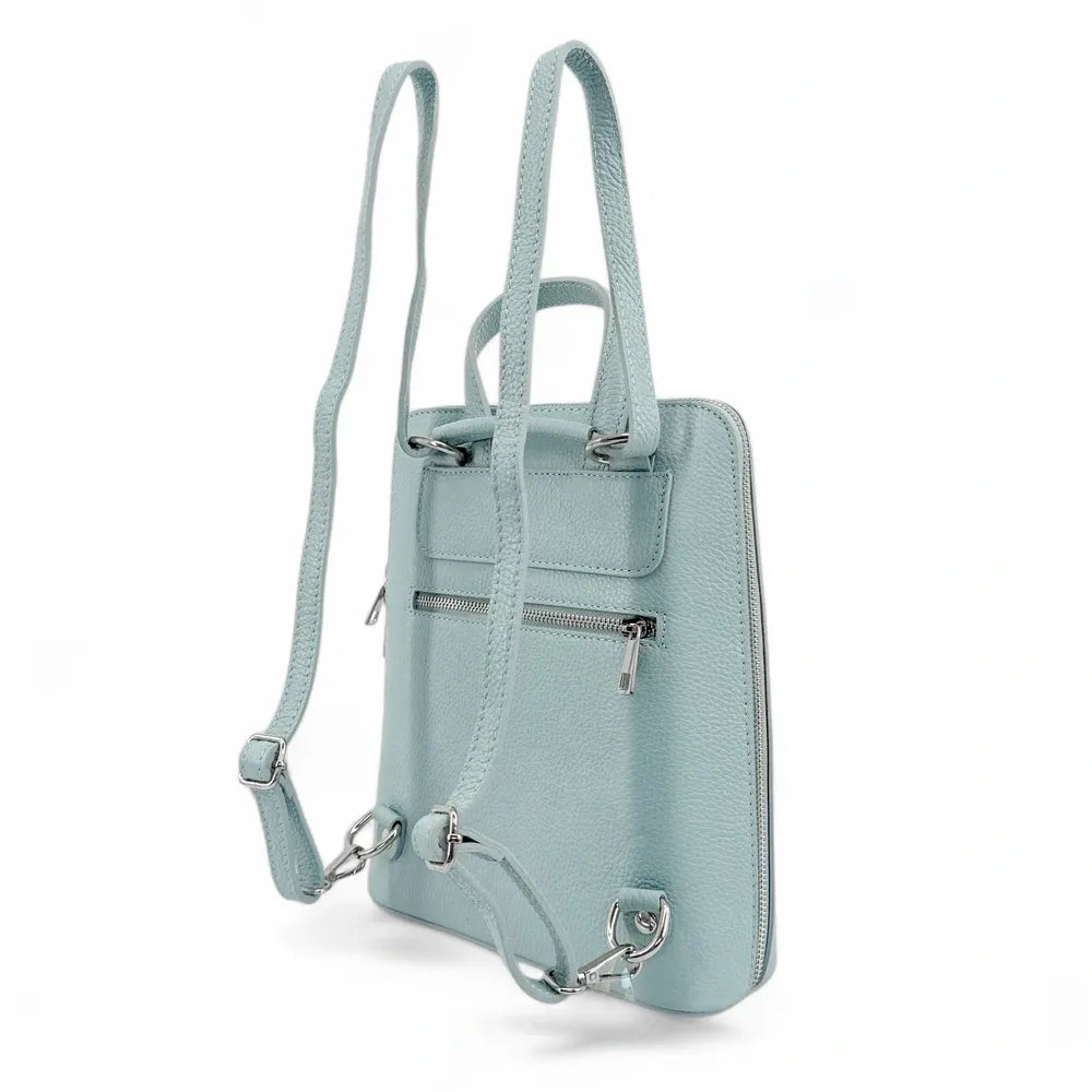 Sac à dos en cuir grainé HAILEY Bleu pastel