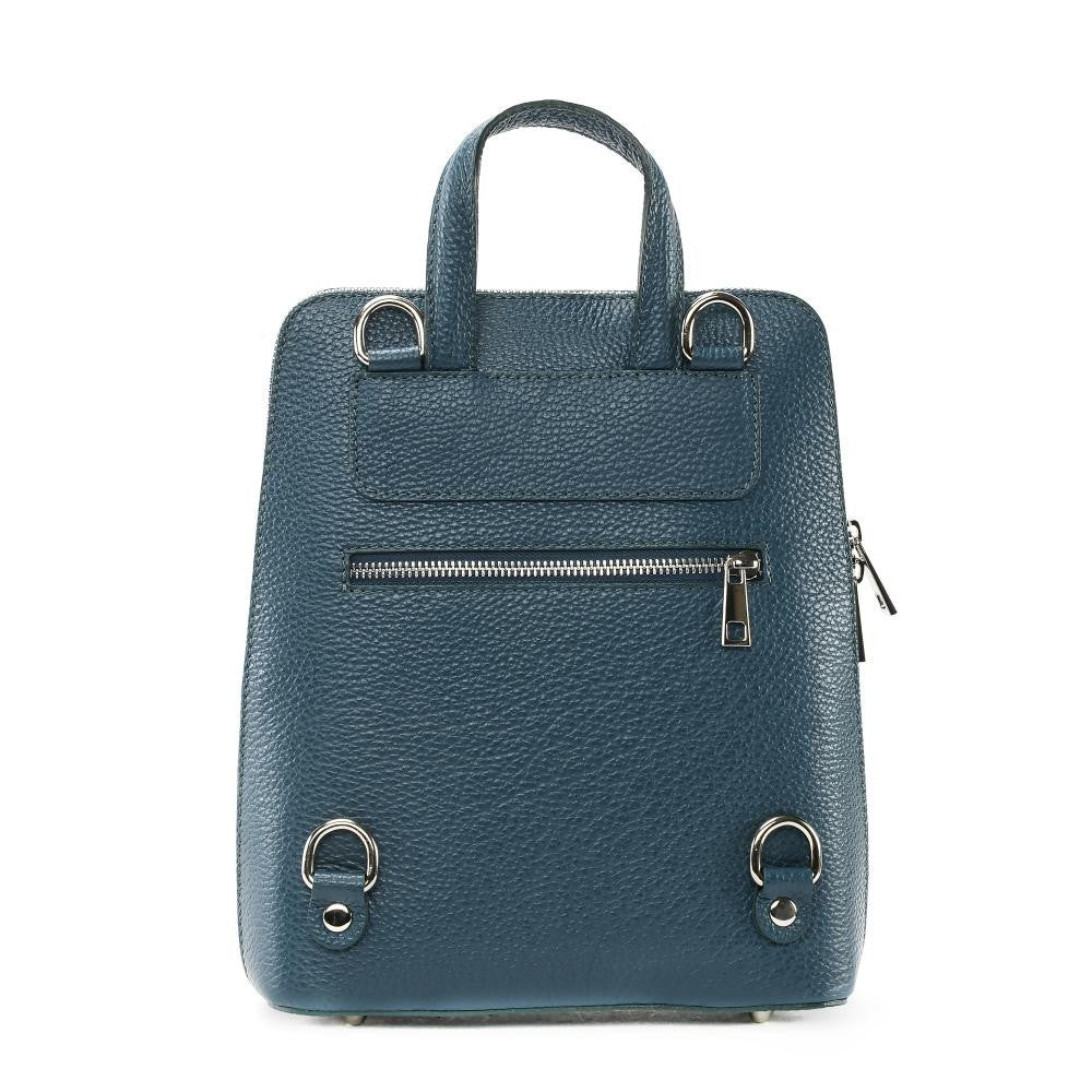 Sac à dos en cuir grainé HAILEY Bleu vert canard