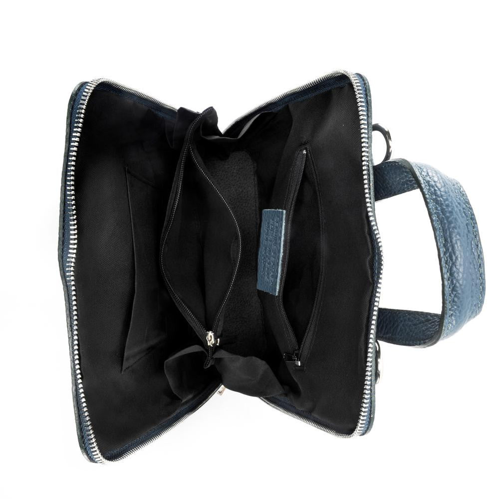 Sac à dos en cuir grainé HAILEY Bleu vert canard