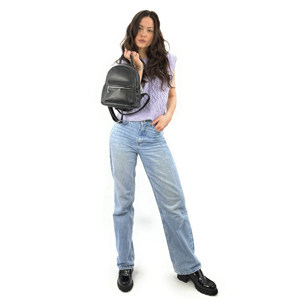 Sac à dos en cuir grainé LITTLE KYOTO Noir