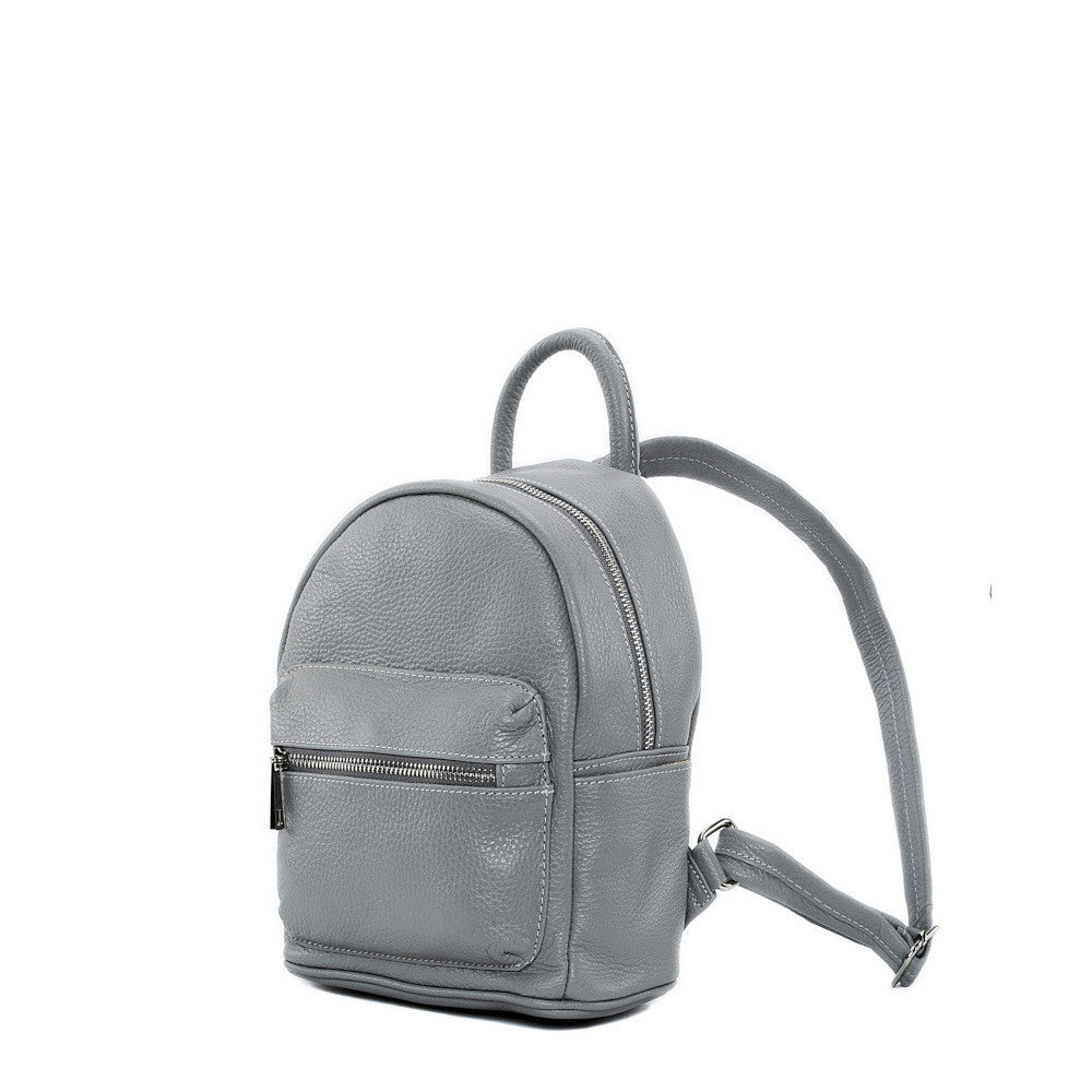 Sac à dos en cuir grainé LITTLE KYOTO Gris clair