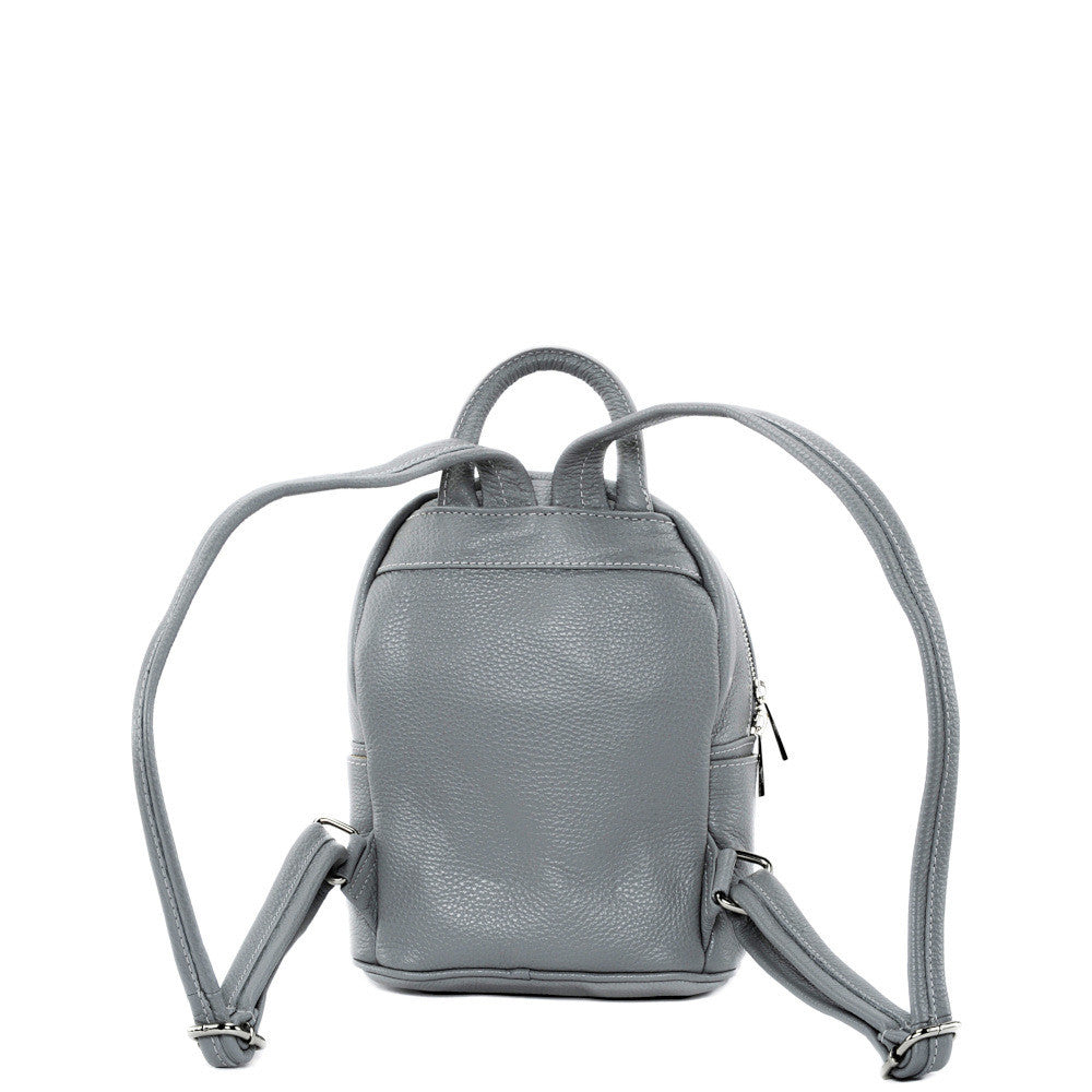 Sac à dos en cuir grainé LITTLE KYOTO Gris clair