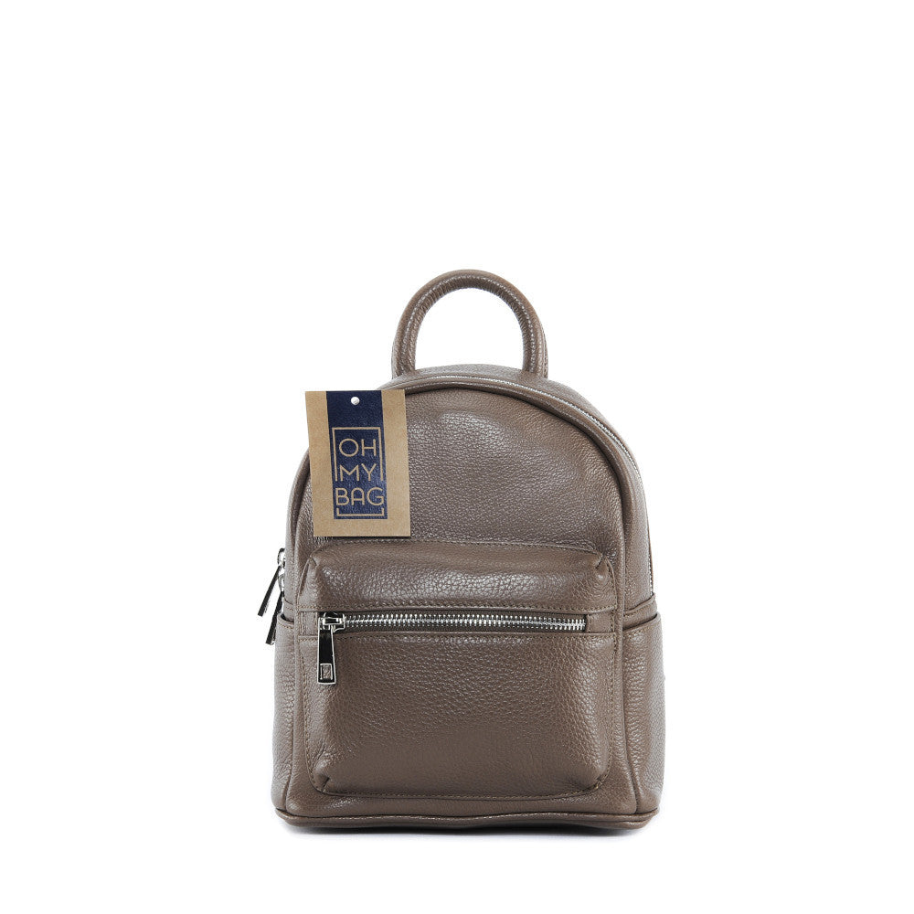 Sac à dos en cuir grainé LITTLE KYOTO Taupe foncé