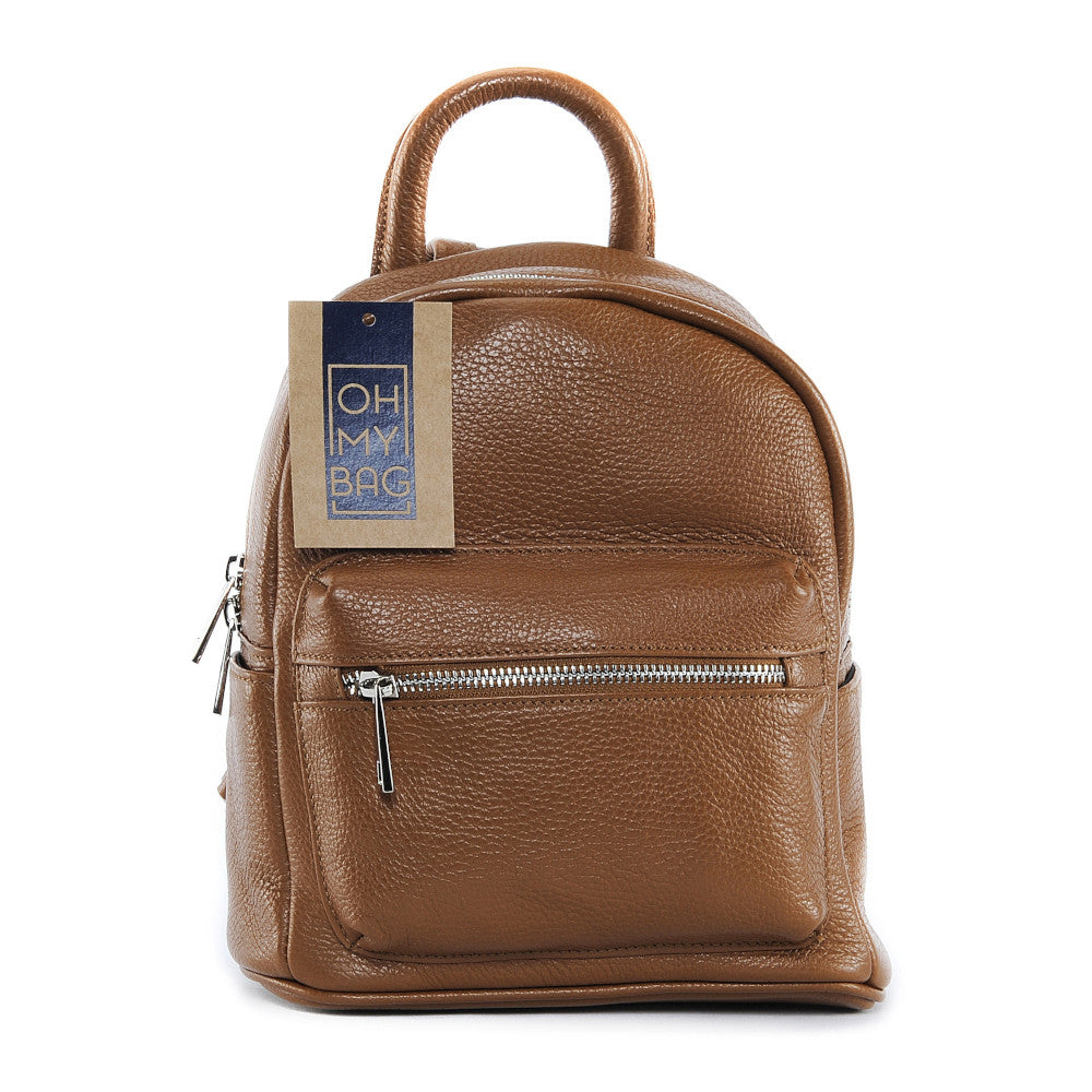Sac à dos en cuir grainé LITTLE KYOTO Camel foncé
