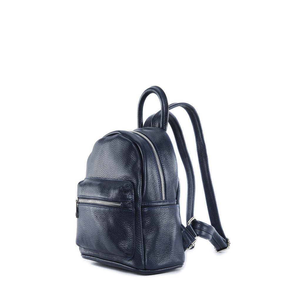 Sac à dos en cuir grainé LITTLE KYOTO Bleu marine