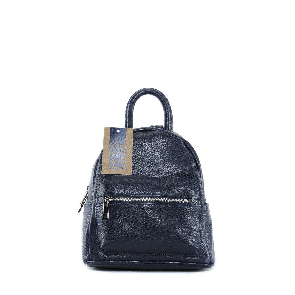Sac à dos en cuir grainé LITTLE KYOTO Bleu marine