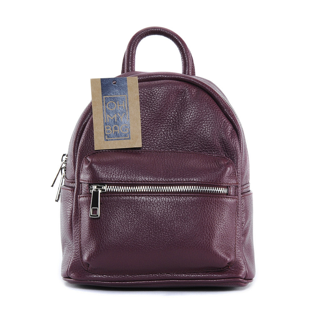 Sac à dos en cuir grainé LITTLE KYOTO Prune