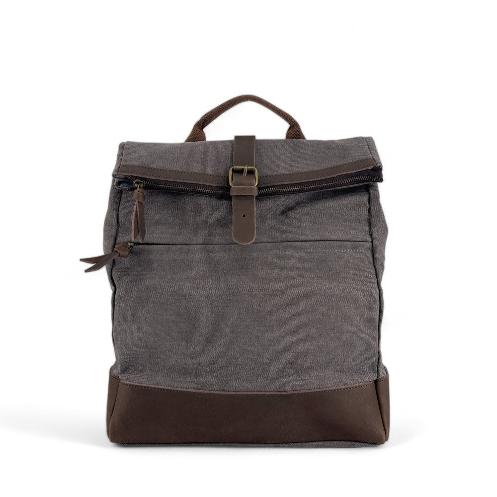 Sac à dos en toile et cuir TEKOKOTA Gris pigeon