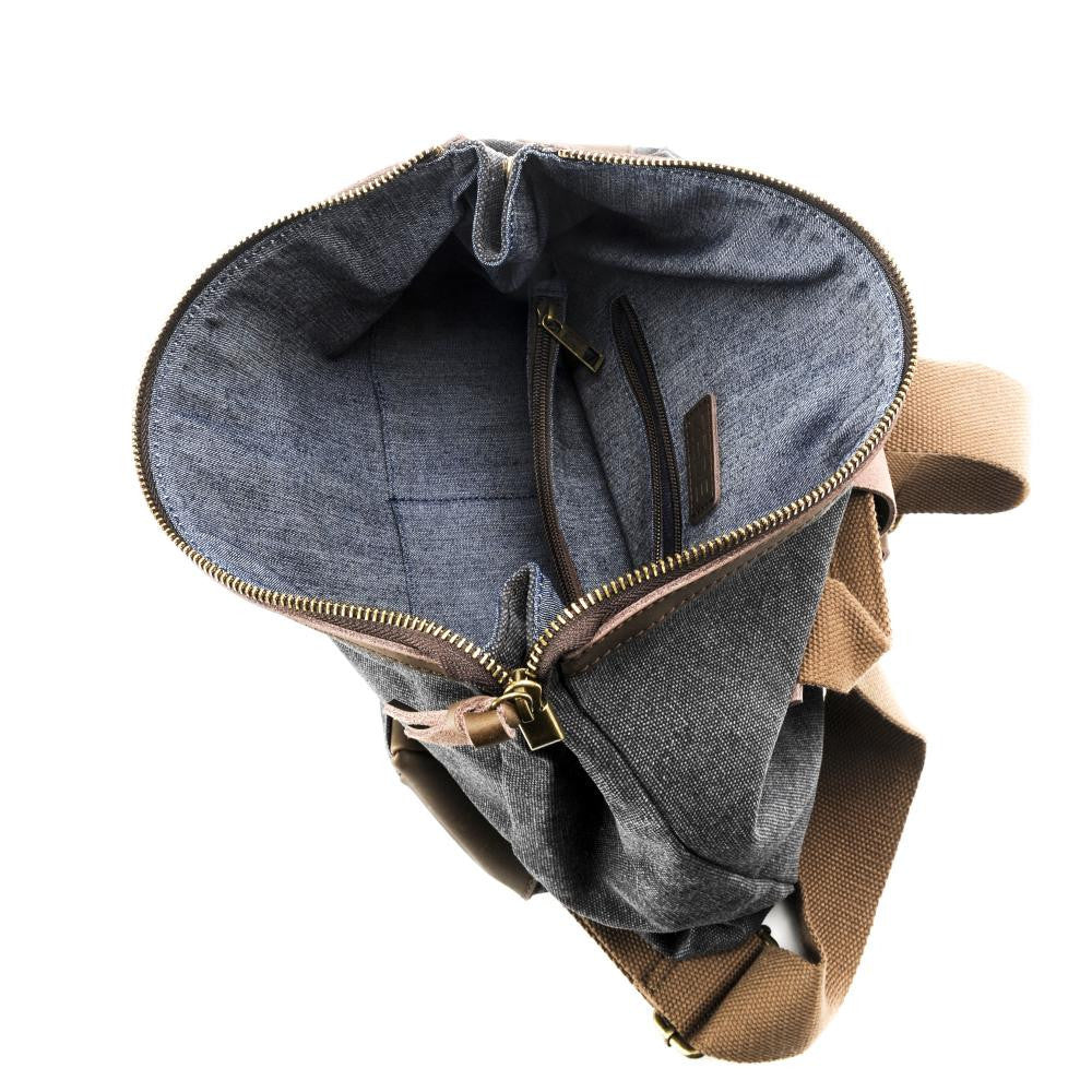 Sac à dos en toile et cuir TEKOKOTA Noir
