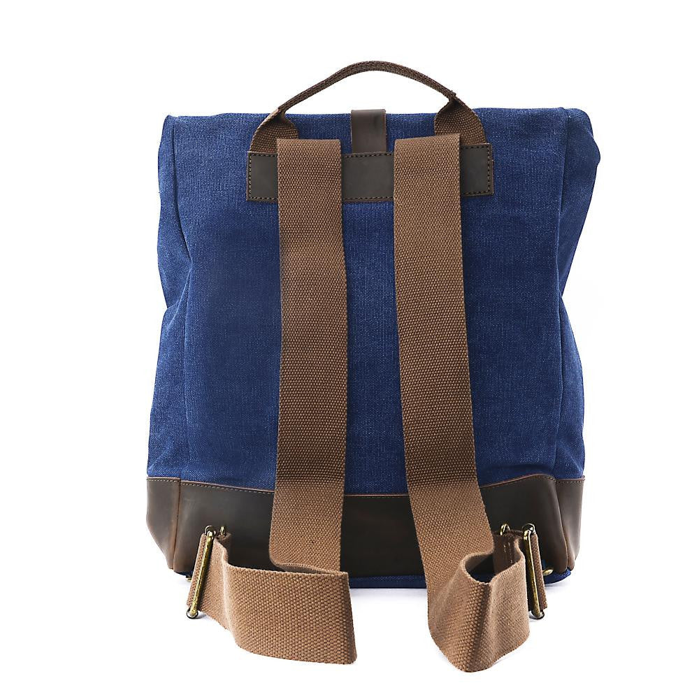Sac à dos en toile et cuir TEKOKOTA Bleu denim