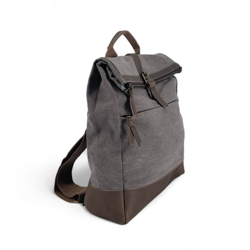 Sac à dos en toile et cuir TEKOKOTA Gris pigeon