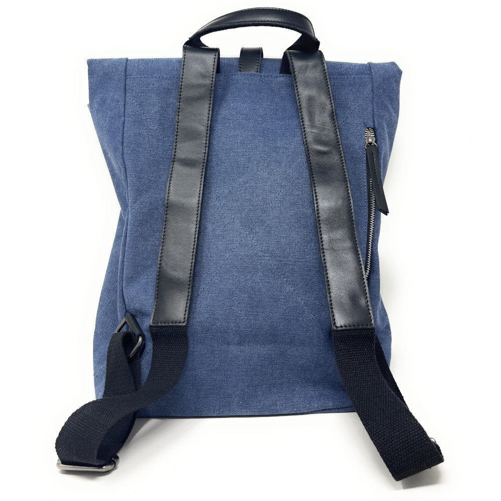 Sac à dos en toile et cuir LANAI Bleu denim