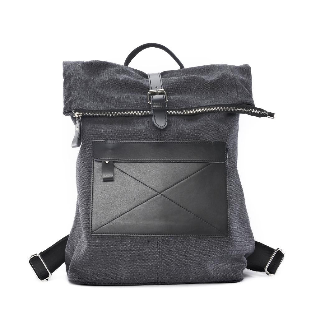 Sac à dos en toile et cuir LANAI Gris foncé