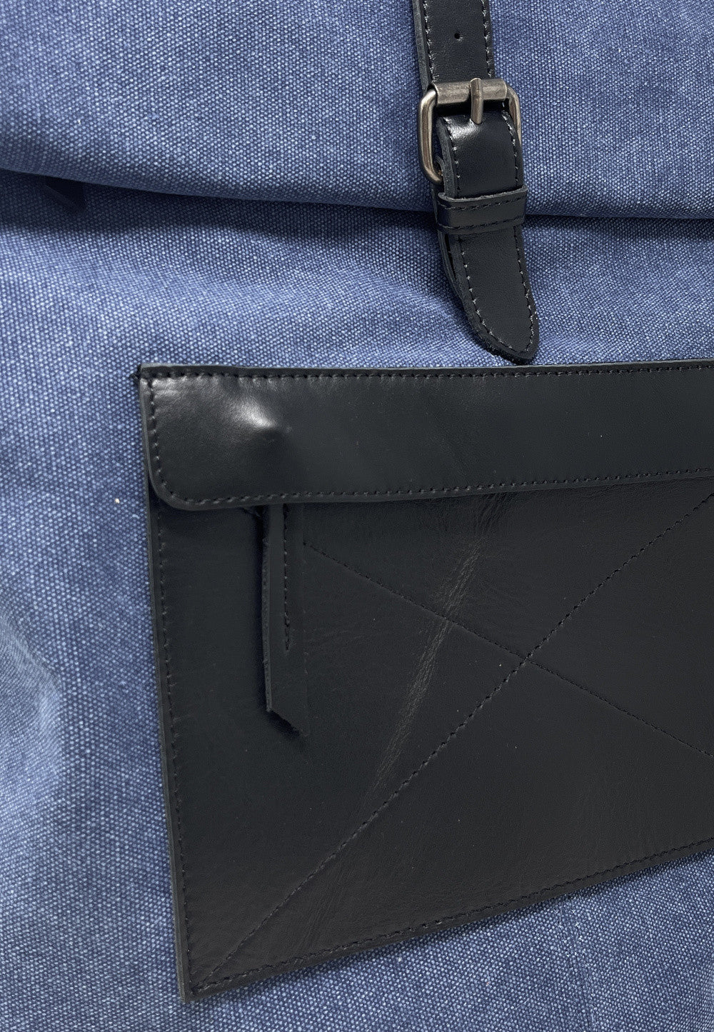 Sac à dos en toile et cuir LANAI Bleu denim
