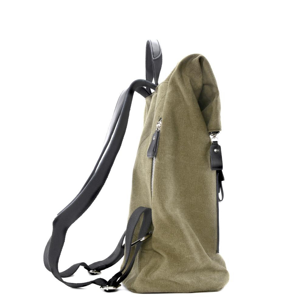 Sac à dos en toile et cuir LANAI Kaki