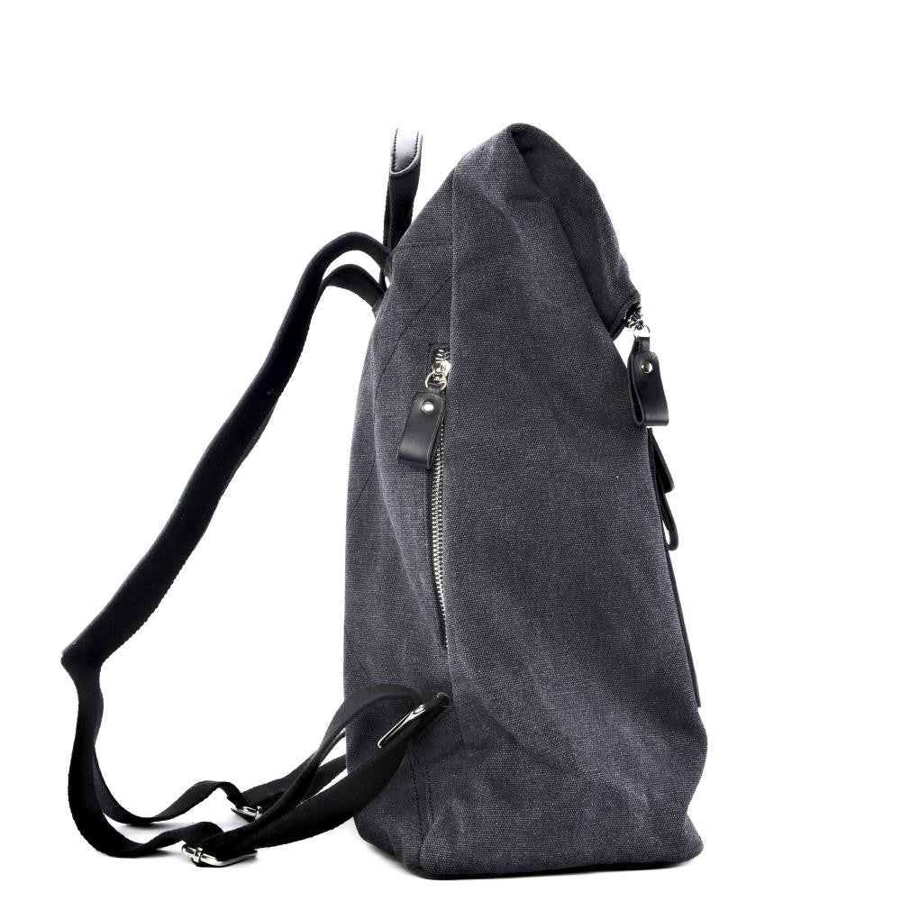 Sac à dos en toile et cuir LANAI Gris foncé