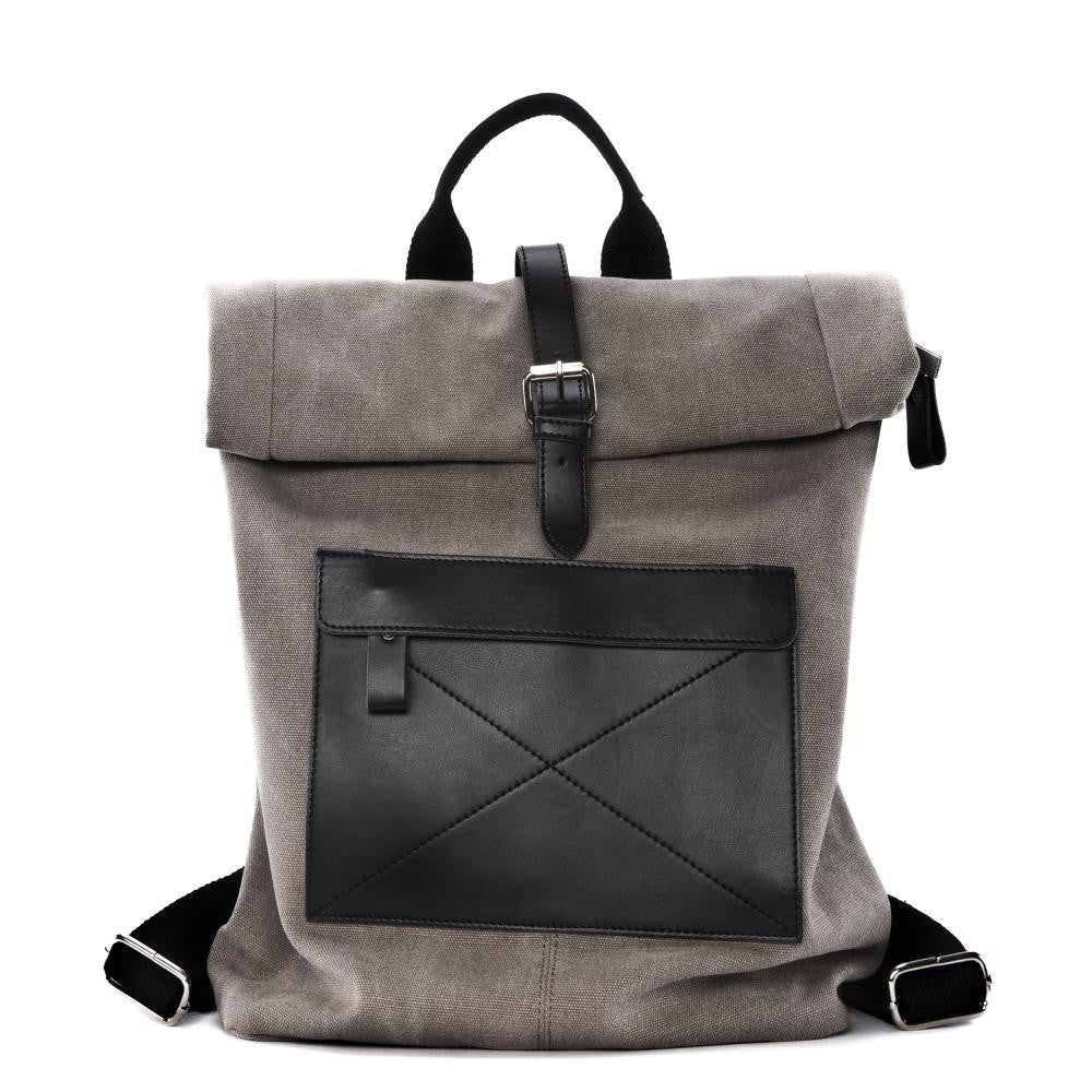Sac à dos en toile et cuir LANAI Taupe