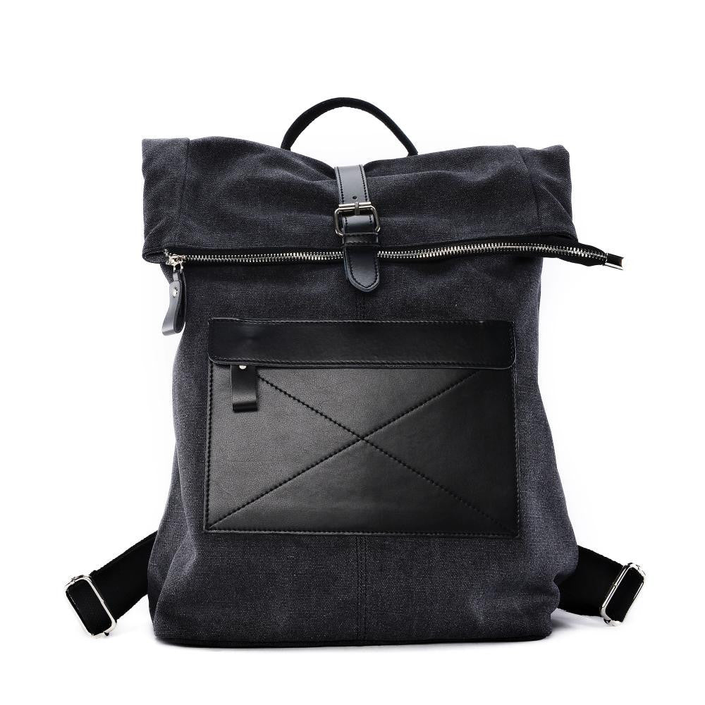 Sac à dos en toile et cuir LANAI Noir