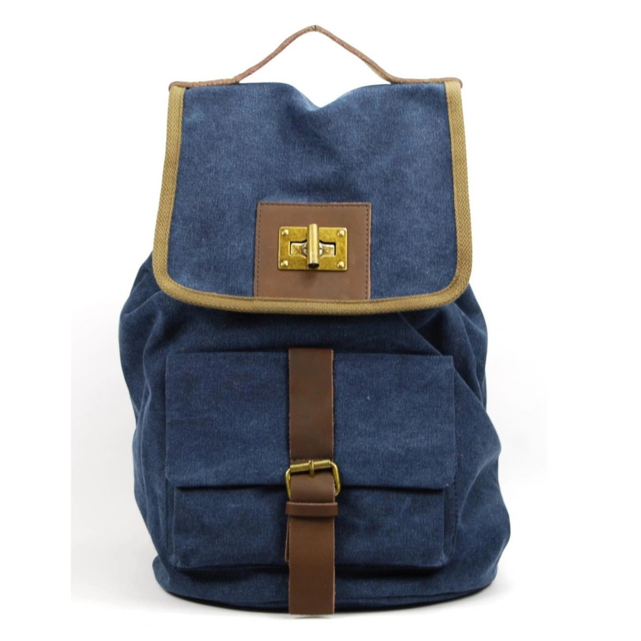 Zaino in pelle e tela TAMOE Blu