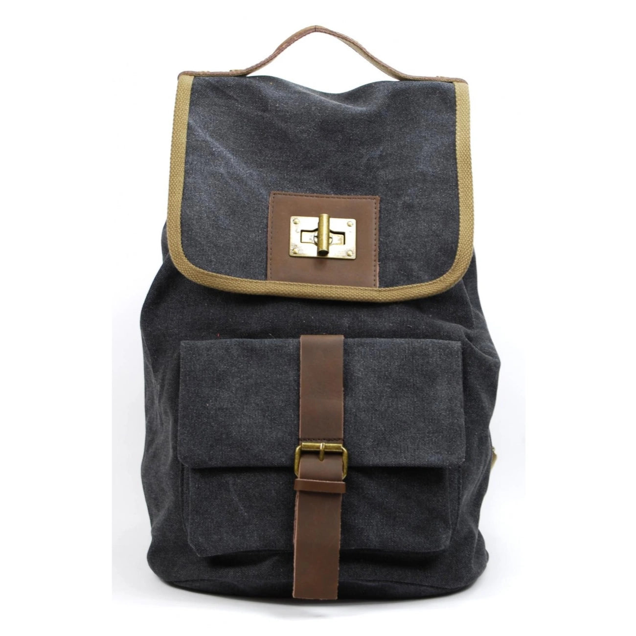 Leather and canvas backpack TAMOE Noir