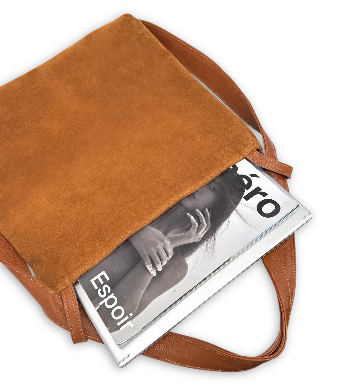 Wandelbare Handtasche aus Wildleder SOHO SUEDE Dunkelcamel