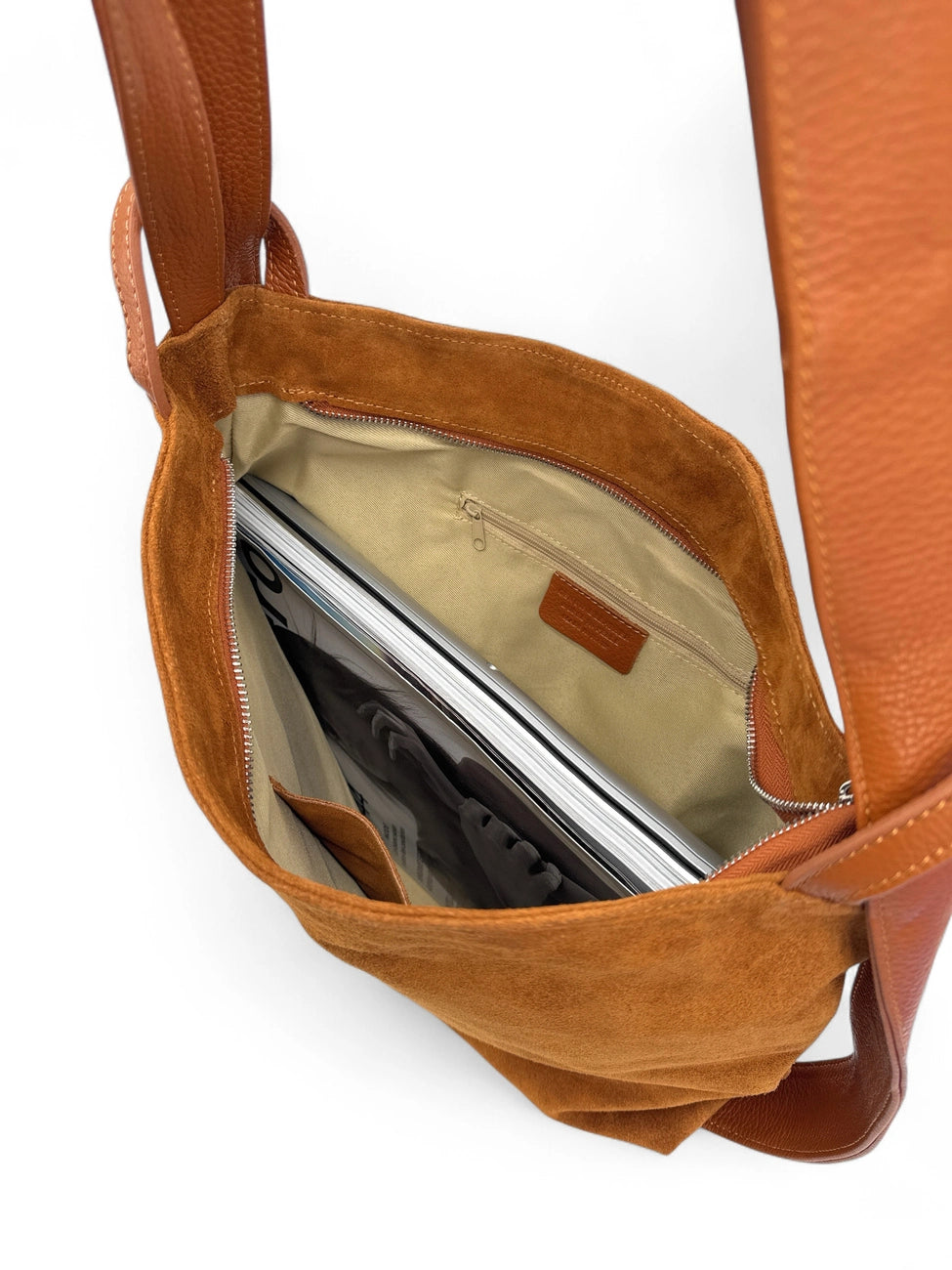 Wandelbare Handtasche aus Wildleder SOHO SUEDE Dunkelcamel