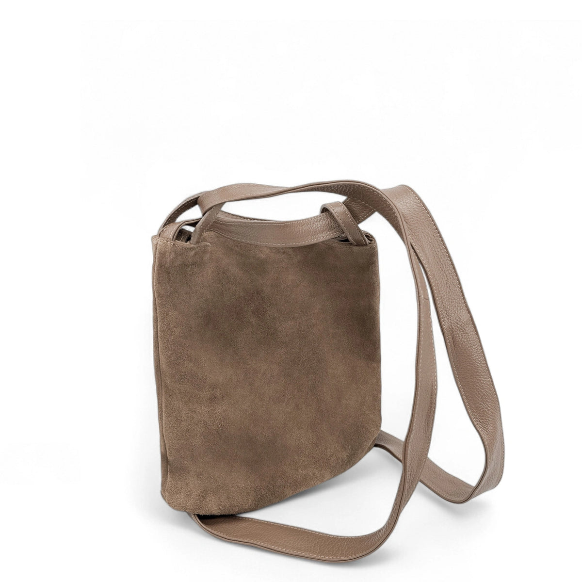 Verwandelbare Handtasche aus Wildleder SOHO SUEDE Dunkeltaupe