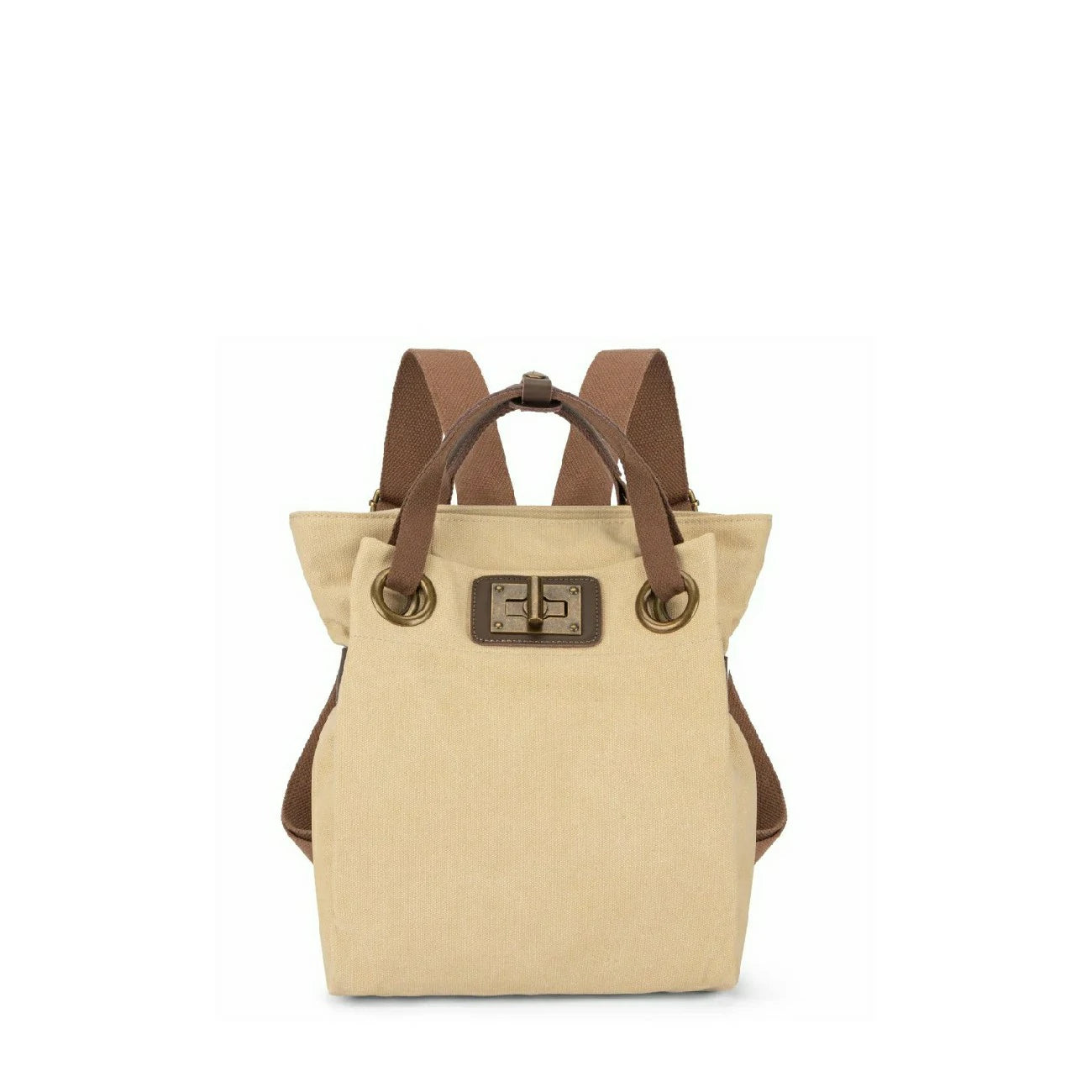 Sac à dos en toile et cuir TRINITE S Beige