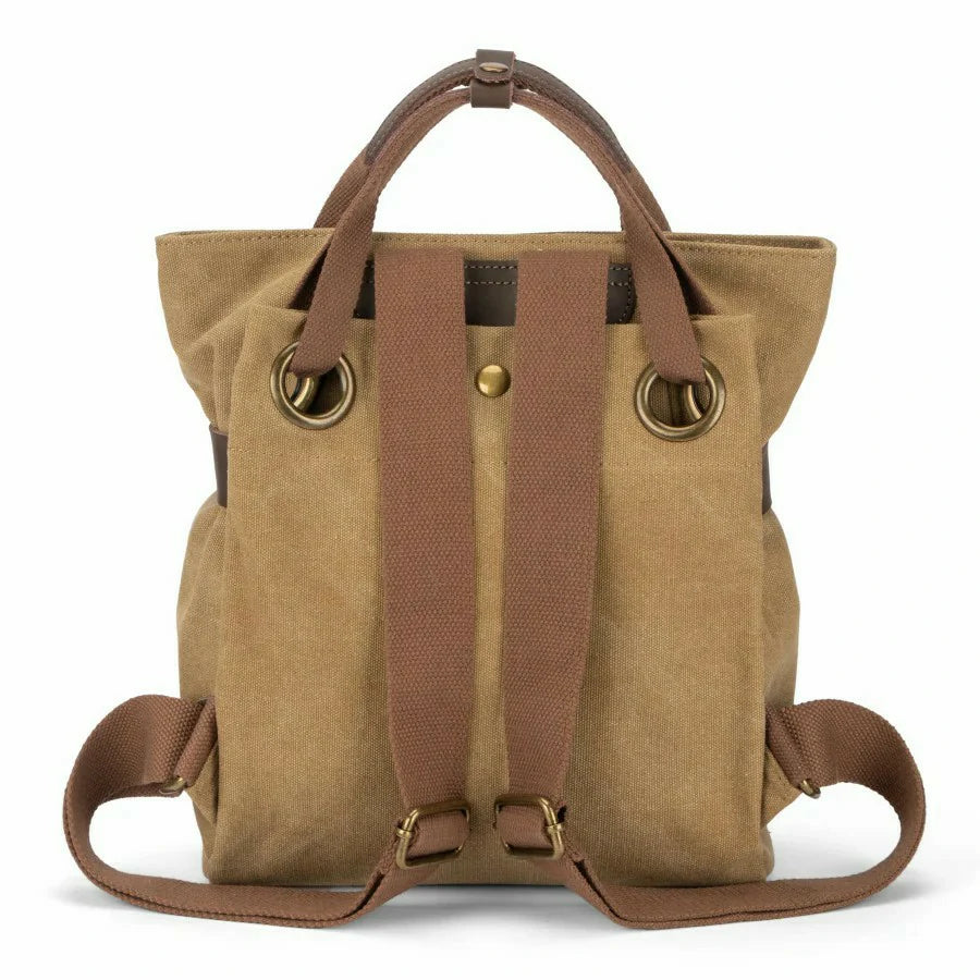 Rucksack aus Canvas und Leder TRINITE S Dunkelbeige