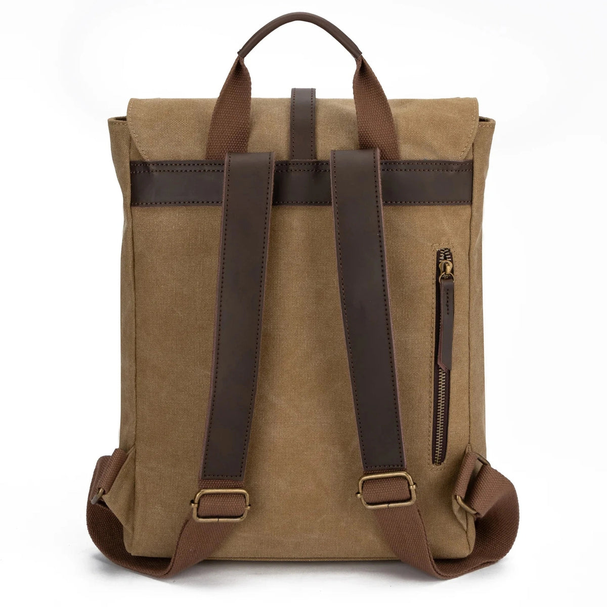 Rucksack aus Canvas und Leder BOTZARIS Dunkelbeige