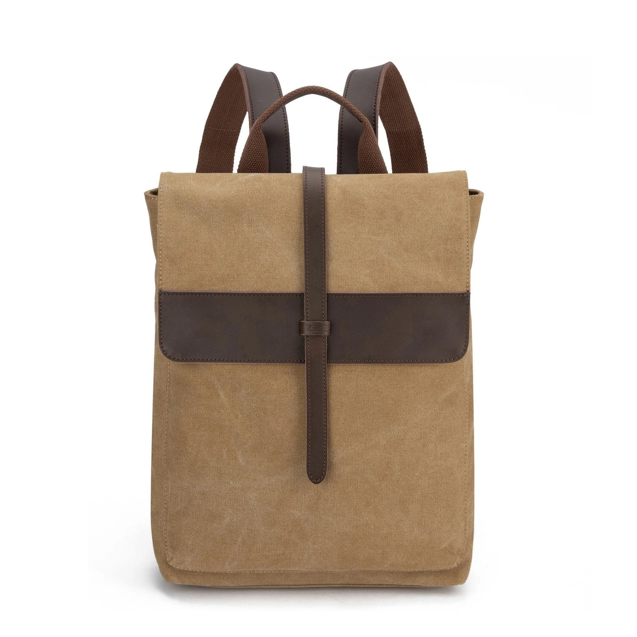 Sac à dos en toile et cuir BOTZARIS Beige foncé