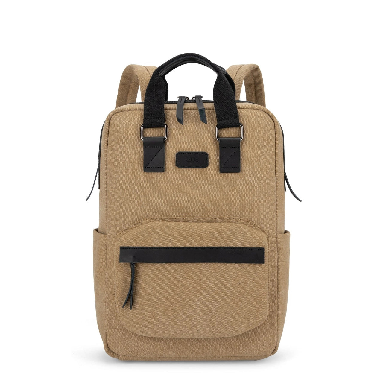 Sac à dos en toile et cuir DUGOMMIER Beige foncé