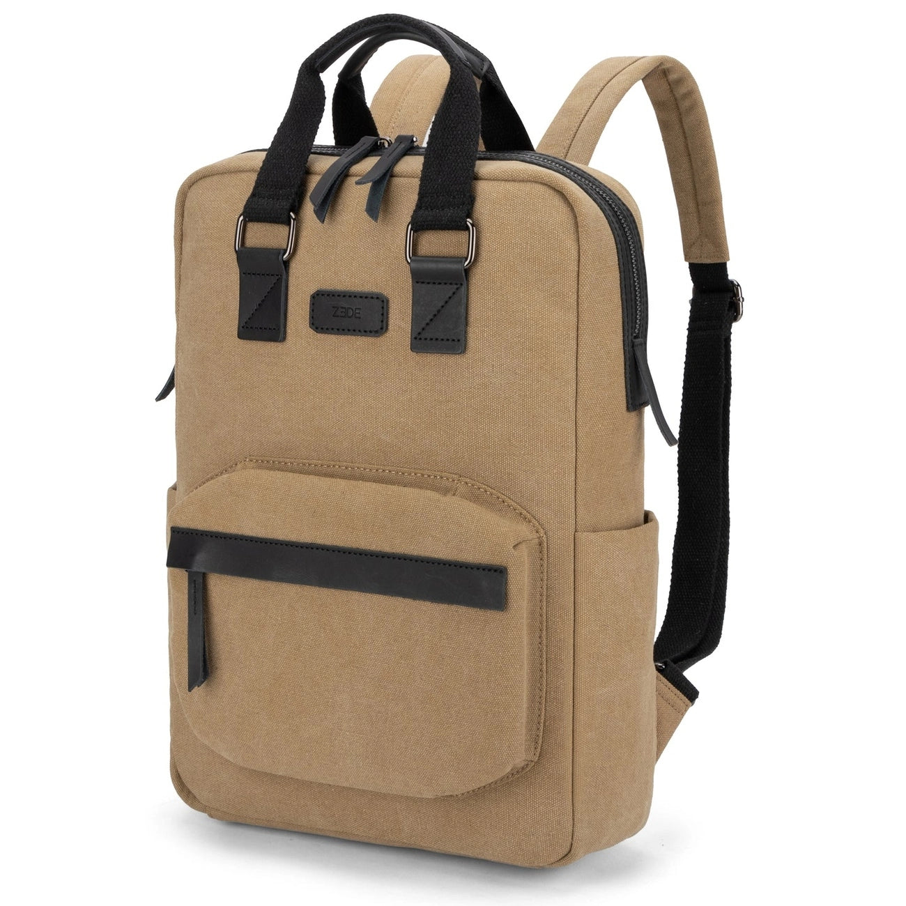 Sac à dos en toile et cuir DUGOMMIER Beige foncé