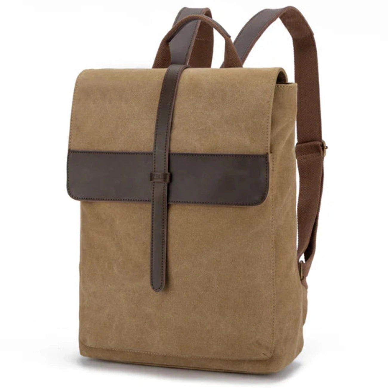 Sac à dos en toile et cuir BOTZARIS Beige foncé