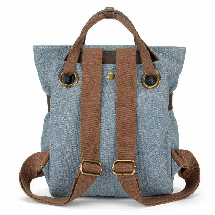 Sac à dos en toile et cuir TRINITE S Bleu gris